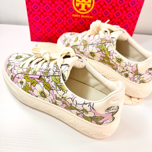 Tory Burch Ladybug Leather Sneaker, Purple Bold Flowers Oyster - Picture 6 of 14